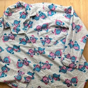 Owl print button down PJ top La Vie En Rose